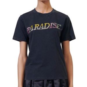 NEW Maje Tasvegas Paradise Rhinestone T-Shirt size 1 Black